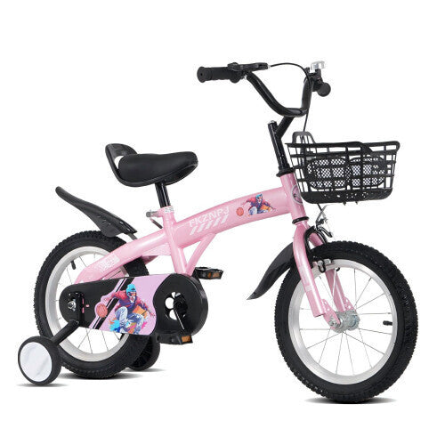 18 Inch Sporty Kids Bike with Training Wheels, Stand, and Adjustable Saddle