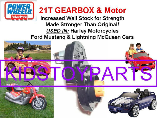 18V 21T Dynatrax Compatible Power Wheels #7R Harley Motorcycle Gearbox and Motor Gas Scooters 0