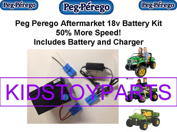 18V Power Wheels Battery Kit with Charger and Car Plug for 12V Ride-On Cars