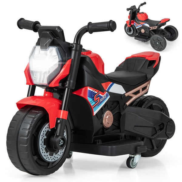 2-in-1 Kids Electric Motorcycle with Detachable Training Wheels, Headlight, and Horn