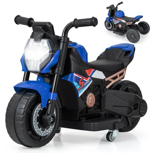 2-in-1 Kids Electric Motorcycle with Detachable Training Wheels, Headlight, and Horn