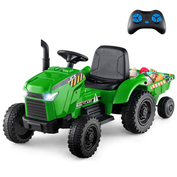 2-in-1 Kids 12V Battery-Powered Ride-On Tractor with Remote Control