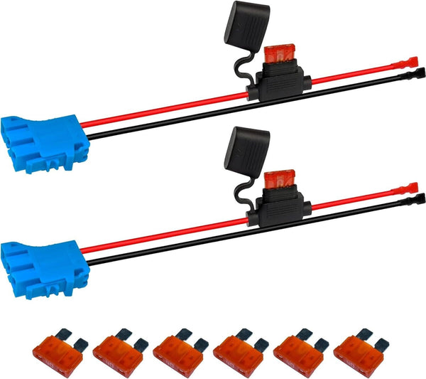 2-Pack Wire Harness and Connector with 8 Fuses for 12V SLA Battery Ride-On Cars